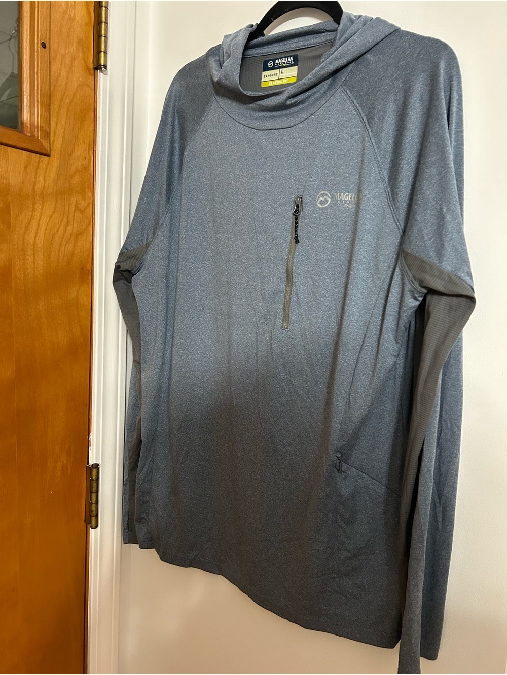 Magellan Outdoors Men’s Hooded Long-Sleeve Performance Shirt - Charcoal Gray